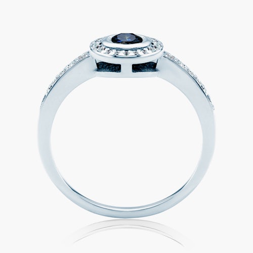 Pierścionek Heart of the Ocean: białe złoto, niebieski szafir